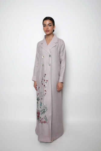 Bird pink nude linen saif abaya