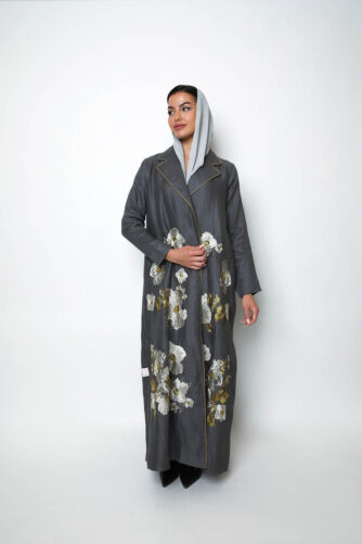 Linen Blazer Embroidered Abaya