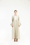Linen Shirt Abaya with Gold Fishes Embellishment