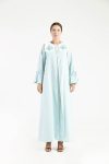 Summer linen abaya with embellished collar dress