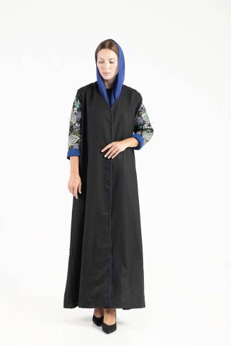 Linen Embroidered Sleeves Abaya