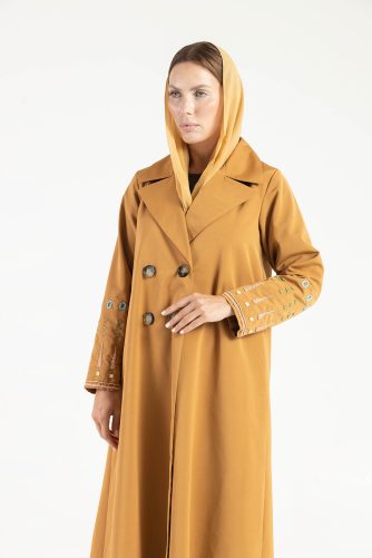 Aldiriyah Trench Abaya with Embellished Sleeves