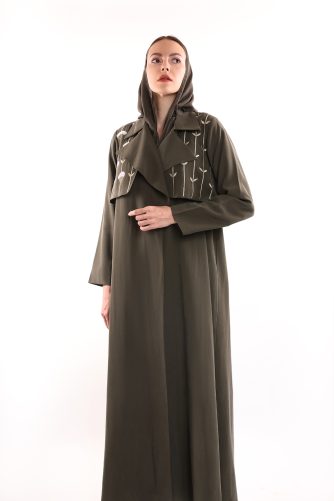 Embroidered Trench Abaya