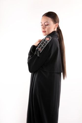 Summer Trench Abaya With Beaded Shoulders