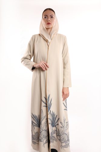 Abaya with Palm Embroidery
